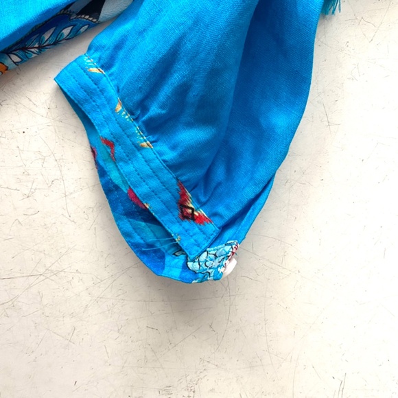 John Mark Embroidered 3/4 Sleeve Tunic Linen BUTTON HOLE Petite Medium PM - Picture 4 of 4